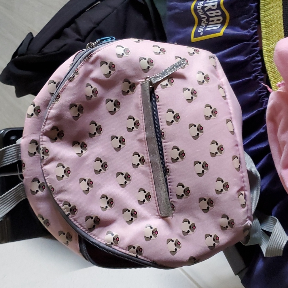 Adorable baby pink mini backpack with small dog icons